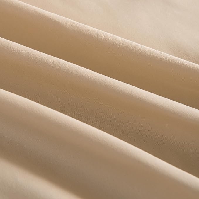 Bed Skirt, Full Size Ruffled Bed Skirt with Split Corners, 18 Inch Drop Dust Ruffle Bed Skirt with Platform, Full -18 Inch, Light Camel