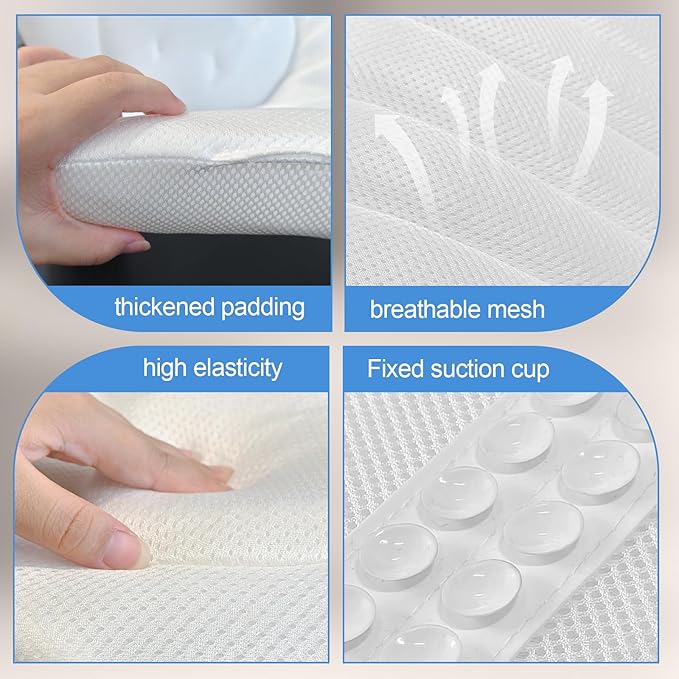 Full Body Bath Pillow 51" X 16" Bath Pillows for Tub Soft 5d Mesh Spa Cushion for Full Body Bath Pillow, Thick Bath Cushion Luxury Pressure Relief for Neck, Waist, Hip Support, Spa Accessories