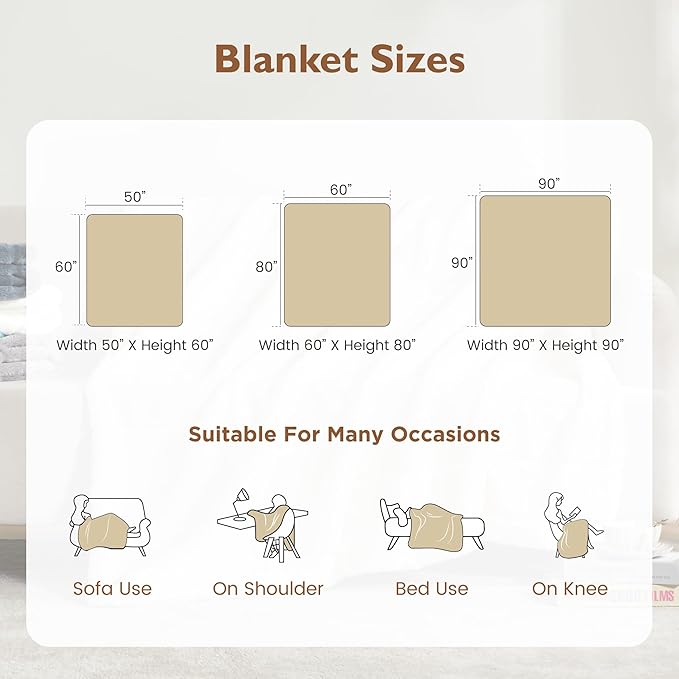 ALPHA HOME Luxury Faux Rabbit Fur Throw Blanket for Couch Bed, Cozy Gifts for Women Christmas, Ideal for Home Decor and Chilly Nights