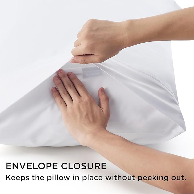 Bedsure Pillow Cases Standard Size Set of 4 - White Brushed Microfiber Pillowcases 4 Pack, Super Soft and Cozy Pillow Case Covers with Envelope Closure, Wrinkle, Fade and Stain Resistant, 20x26 Inches