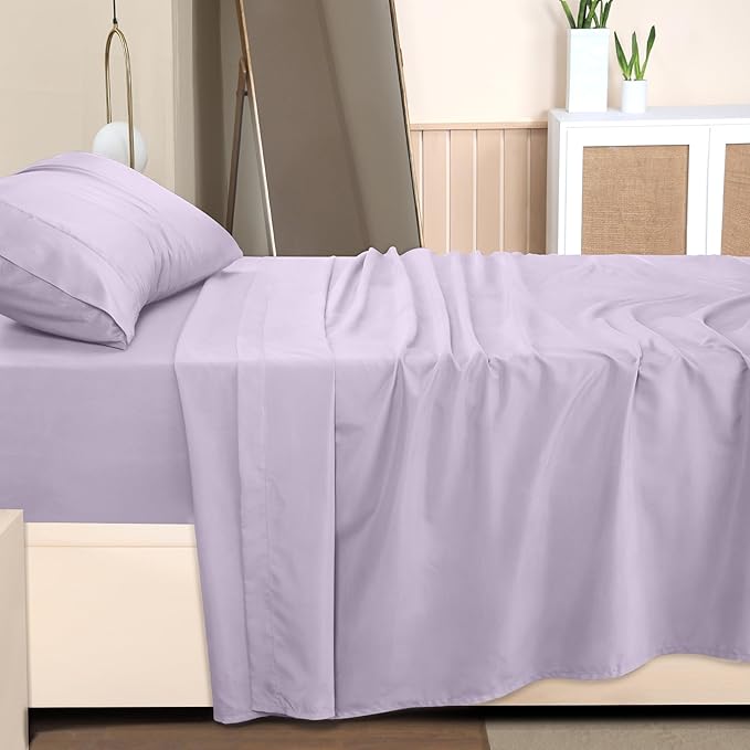 Utopia Bedding Twin Sheet Set – 3 Piece Bed Sheets for Twin Size Bed, Soft and Breathable Microfiber, Includes 1 Fitted Sheet, 1 Flat Sheet and 1 Pillowcase (Lavender)