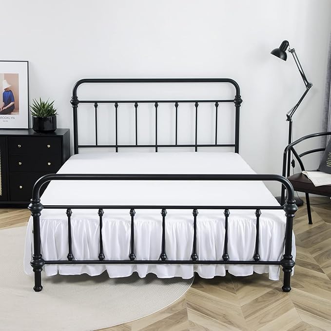 Bed Skirt Queen Size Ruffled Bed Skirt with Split Corners, 22 Inch Drop Dust Ruffle Bed Skirt with Platform, White, Queen - 22" Drop