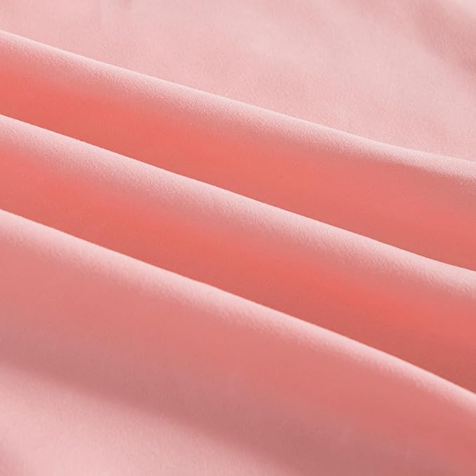 Bed Skirt Twin Size Ruffled Bed Skirt with Split Corners, 12 Inch Drop Dust Ruffle Bed Skirt with Platform, 12 Inch, Peach, Twin Size