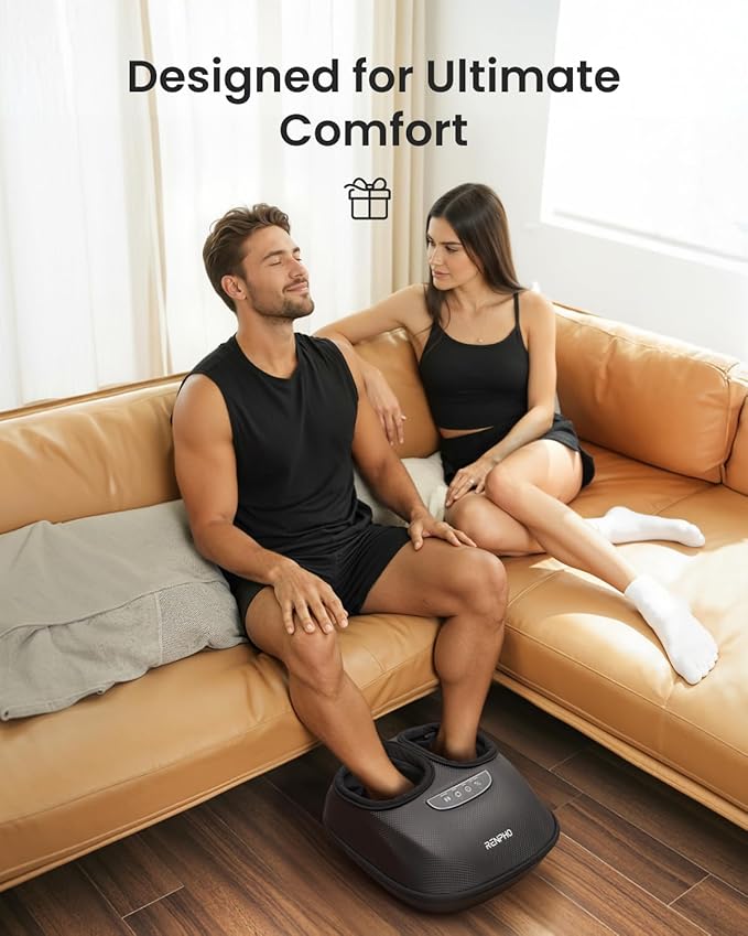 RENPHO Foot Massager with Heat, 3 Air Compression Modes & Levels, Full-Foot Kneading Shiatsu Foot Massage for Plantar Fasciitis & Neuropathy, for Women & Men Size up to 13