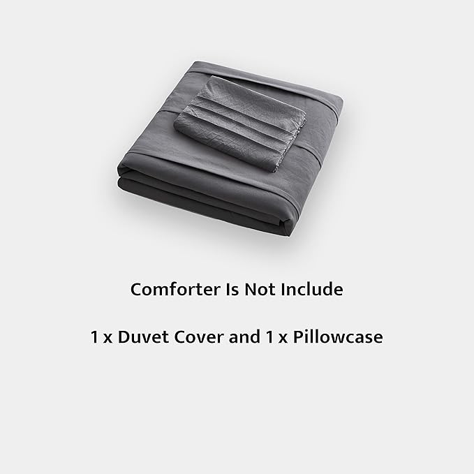 Oli Anderson Grey Duvet Cover Twin Size - Pleated Twin Duvet Cover, 2PCS Soft and Breathable Textured Bedding Set with Zipper Closure(Grey,68"x90")