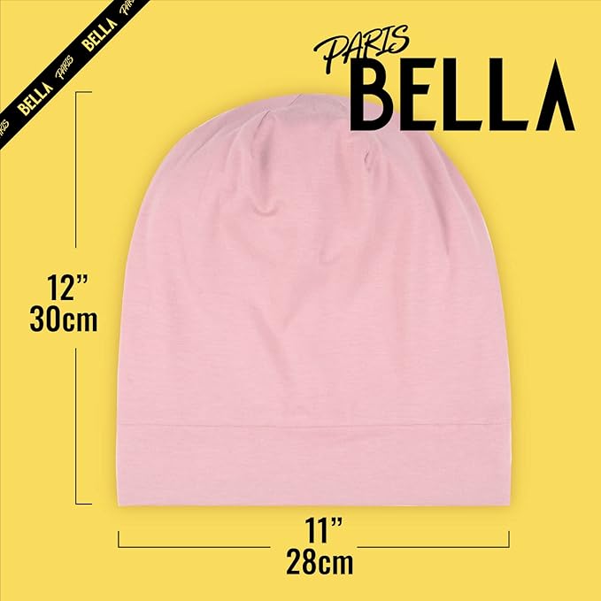 PARISBELLA Satin Sleep Cap Bonnet for Women, Stay On All Night Hair Wrap with Adjustable Strap for Curly Hair, Pink, Pack of 1