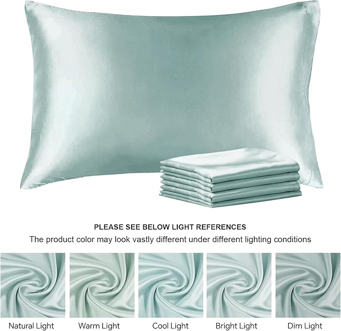 BEDELITE Satin Pillowcase for Hair and Skin, Super Soft Similar to Silk Pillow Cases 4 Pack with Envelope Closure, Cooling Pillowcases for Women Men (20"x36" King Size, Haze Blue)