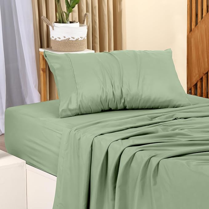 Utopia Bedding Twin Sheet Set – 3 Piece Bed Sheets for Twin Size Bed, Soft and Breathable Microfiber, Includes 1 Fitted Sheet, 1 Flat Sheet and 1 Pillowcase (Sage)