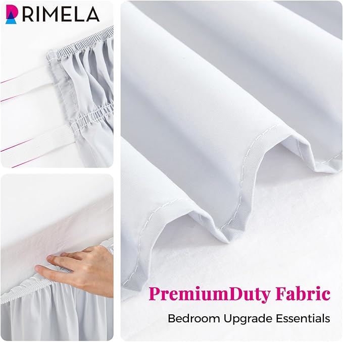 RIMELA Ice Grey Bed Skirt King Size 18 Inch Drop, Elastic Bed Skirting for Bed Base and Frame, Bedding Dust Ruffle Easy to Install, Lightweight Wrap Around Adjustable Bedskirt