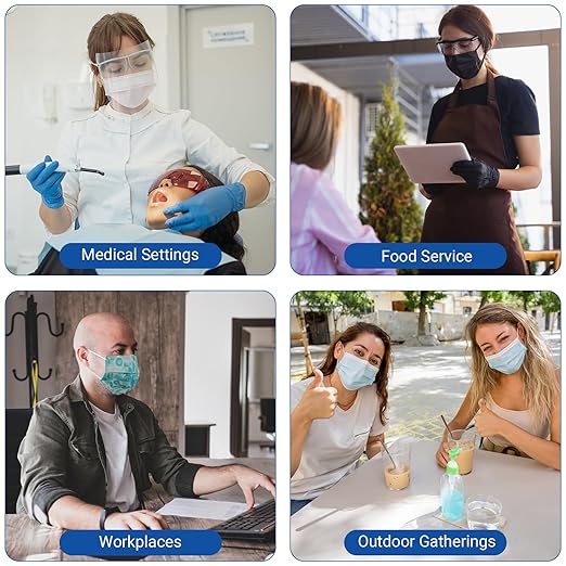 JMU 50 Pack Multicolor Disposable Face Masks, 4-Ply ASTM Level 3 Medical Face Masks for Adults