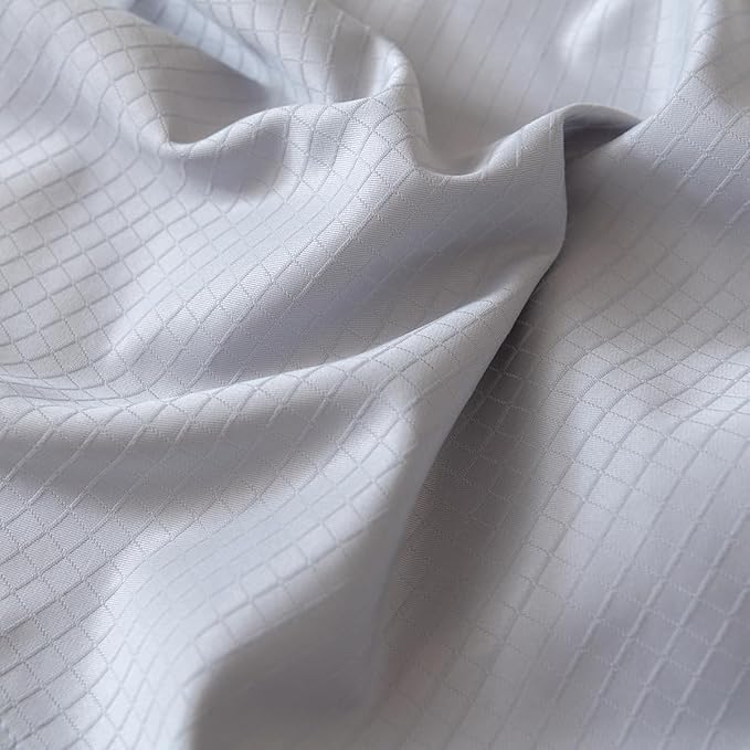 Full Bed Skirt, Grid Plaid Soft Quadruple Pleated Ruffle Bed Skirt, Tailored Dust Ruffle 14 Inch Drop Easy Fit, Machine Washable (Silver Grey)
