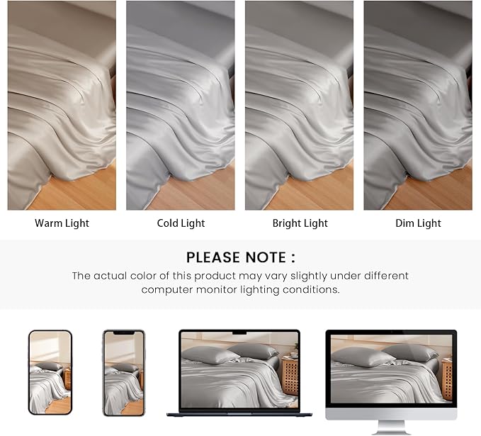 THXSILK 100% Pure Mulberry Silk Duvet Cover Set 3 Piece, 6A+ Grade Luxury Soft Bedding Silk Sheets for Hair and Skin, 1 Pcs Duvet/Quilt/Comforter Cover with 2 Zippered Pillowcases (Grey, King)