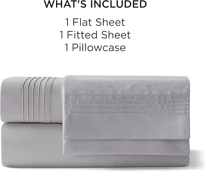 Bedsure Twin XL Sheets Dorm Bedding, GentleSoft Breathable Extra Long Twin Sheets & Pillowcases, Moisture Wicking Cooling, Deep Pocket Fits Mattress Up to 21 Inches Thick, Light Grey