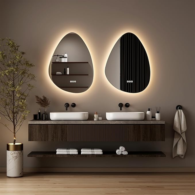 Led Mirror for Bathroom, 20"x 28" Bathroom Vanity Mirror with Lights, Human Body Sensing, Anti-Fog, 3 Colors and Dimmable, Backlit Light Up Bathroom Mirror Wall Mounted.