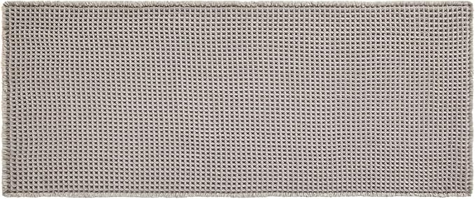 Waffle Bath Mat, Boho Bathroom Rugs Non Slip Washable Super Absorbent Quick Dry Bath Mat Farmhouse Bathroom Decor, 48"x24" Light Grey