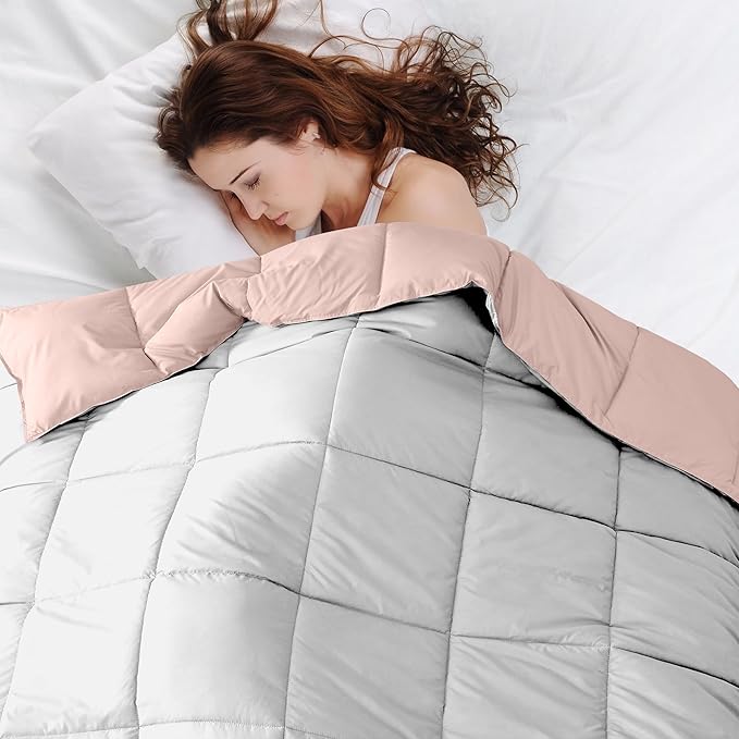 Modern Threads Down Alternative Reversible Comforter Blush/White California King