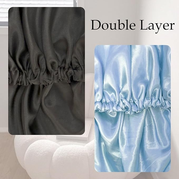 Satin Bonnet Double Layer Silk Bonnet for Sleeping Women Hair Care for Natural Curly