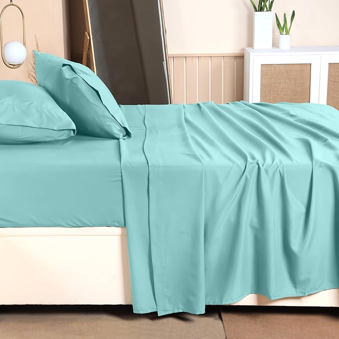 Utopia Bedding Twin Bed Sheets Set - 3 Piece Bedding - Brushed Microfiber - Shrinkage and Fade Resistant - Easy Care (Twin, Spa Blue)