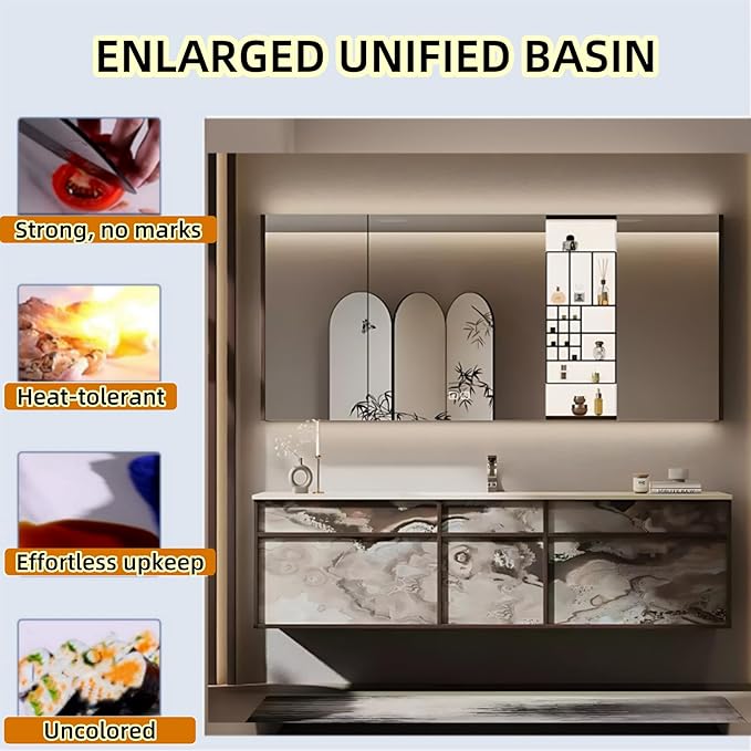 56in Bathroom Vanities Set - Bathroom Vanity with Sink, Tall Storage, Smart Defogging Mirror, Integrated Sink & 2 Large Drawer | Floating Cabinet