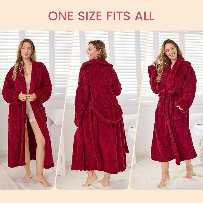 MIZZEO Microfiber Robes for Women, Cozy Soft Warm Plush Women Robe Plush Long Bathrobe