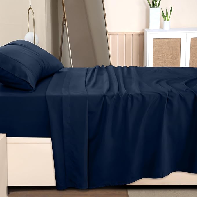 Utopia Bedding Twin Sheet Set – 3 Piece Bed Sheets for Twin Size Bed, Soft and Breathable Microfiber, Includes 1 Fitted Sheet, 1 Flat Sheet and 1 Pillowcase (Navy Blue)