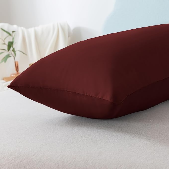 Ubauba Memory Foam Body Pillow with Cover, Full Large Body Pillows Insert for Adults with Envelope Closure Pillowcase, Firm & Fluffy Long Bed Pillows for Sleeping (20x54 inch, Red)