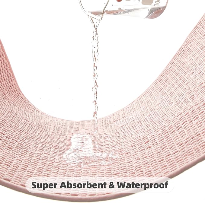 Bathroom Rugs Non Slip Washable, Super Absorbent Thin Bath Mat Quick Dry Low Pile Bathroom Rug, Pink 20"x48"