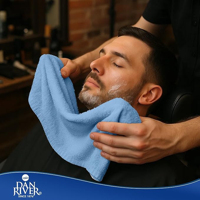 DAN RIVER 100% Cotton Salon Towels Set – 16x26 inches, Pack of 24, Highly Absorbent and Quick-Dry Towels for Hand, Salon, Spa, Beauty, Gyms and Home Hair Care, Blue