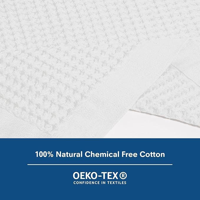 ONSEN Supima Cotton Waffle Bath Mat – Bathroom Rug, Washable Rug, Bathroom Floor Mat – Ultra-Absorbent, Quick-Dry, Soft & Durable Luxury Cotton - White, 20x30 in