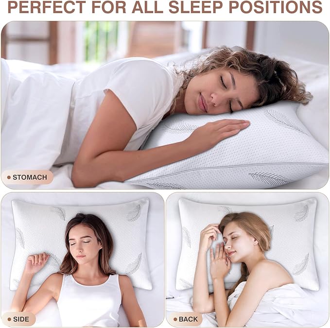 Goose Feather Pillows Bed Pillow - Hotel Down Pillows King Size Set of 2, Fluffy Support Surround Fill Polyester for Back, Stomach, Side Sleepers