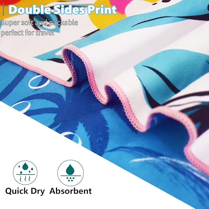 Microfiber Thin Beach Towel Lightweight 71x32 inch Oversized Extra Large Sand Free Towels Fast Dry for Travel Pool Camping Sports Beach Accessories Vacation Essential Gift