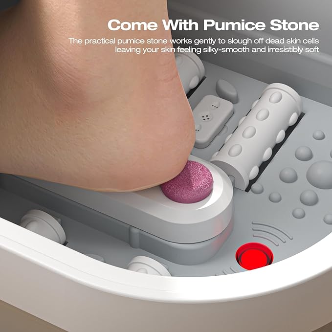 Collapasible Foot Spa Bath Massager with Heat, Pedicure Foot Spa with Bubbles, Temperature Control, Foot Soaking Tub for Home, Office, Foot Soaker Gift for Men and Women
