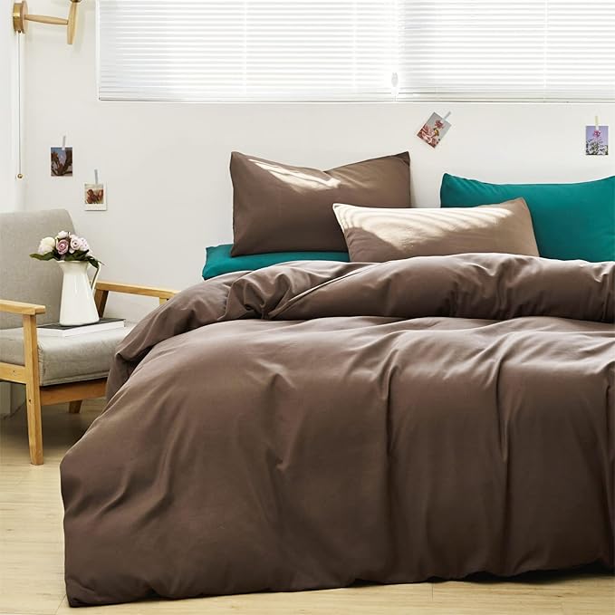 Cottonight Brown Comforter Set Twin Men Boys All Brown Bedding Comforter Set Dark Color Quilts Blanket 3 Piece Breathable Soft Comforter with 2 Pillowcases for Adults Teens Kids Twin Bed