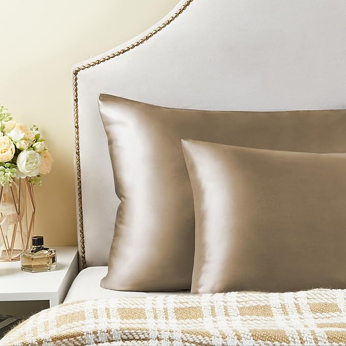 BEDELITE Satin Pillowcase for Hair and Skin, Super Soft Similar to Silk Pillow Cases 4 Pack with Envelope Closure, Cooling Pillowcases for Women Men (20"x36" King Size, Tawny Brown)
