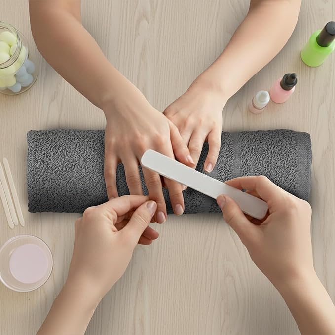 Salon Towels – 50 Pack Grey Hand Towel 100% Cotton Spa – 16x27 inches Highly Absorbable Facial Towels Gym Towels Hair Towel and Face Towel Bulk Small Towel (Not Bleach Proof)