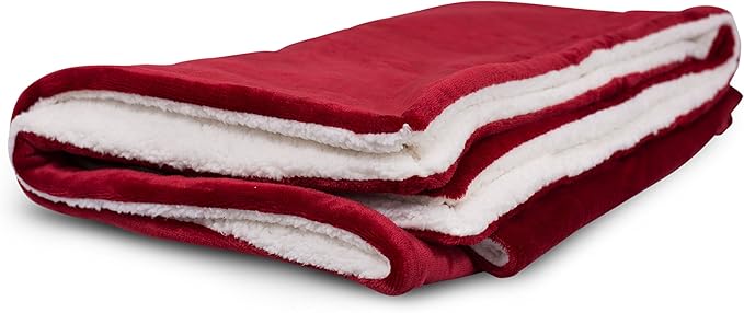 Internet’s Best Plush Reversible Sherpa Throw Blankets - Burgundy (Red) - Ultra Soft Couch Blanket - Light Weight Sofa Throw - 100% Microfiber Polyester - Easy Travel - Bed - 50 x 60
