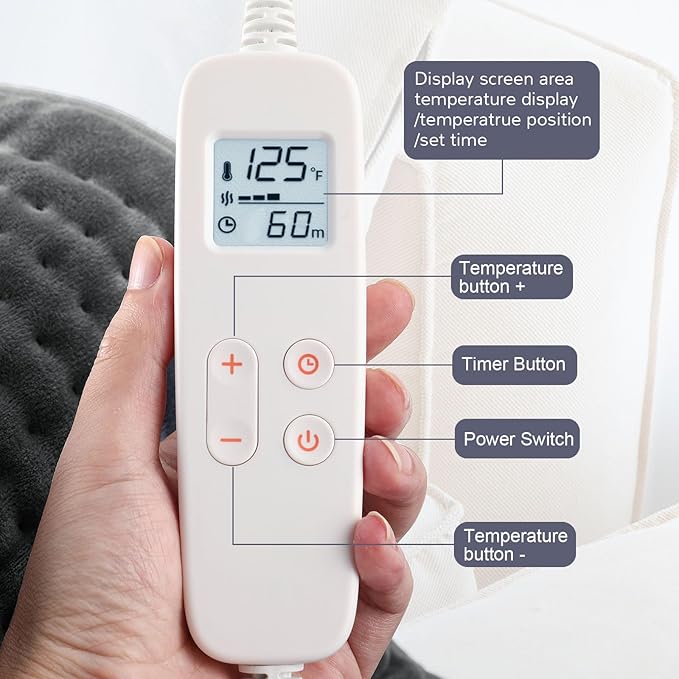 Heating Pad for Back Pain and Cramp Relief, Extra Large 17" x 33" Size Electric Heating Pad for Shoulder Neck Pain with 6 Temperature Level and 6 Timer Settings Auto Shut Off