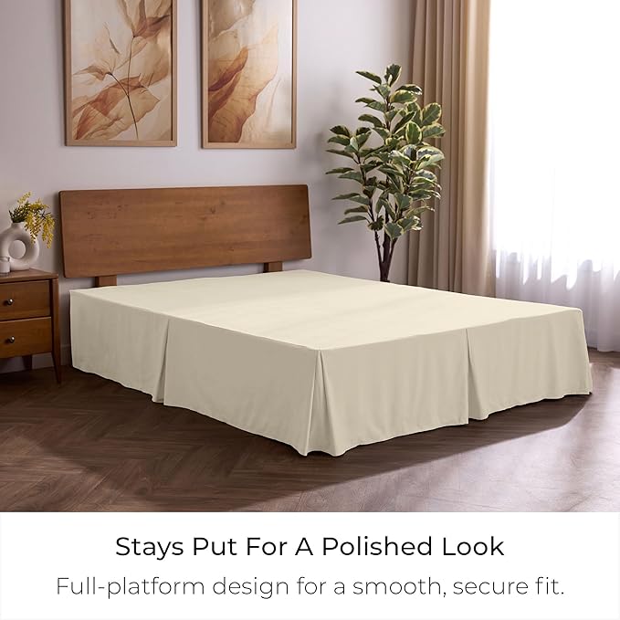 Mellanni Bed Skirt Twin XL Size - Bed Skirting - 15-Inch Tailored Drop Pleated Dust Ruffle - Hotel Luxury Bedding - Wrinkle, Fade, Stain Resistant - 1 Bedskirt (Twin XL, Golden Ivory)