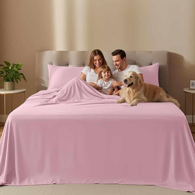 Utopia Bedding Queen Bed Sheets Set - 4 Piece Bedding - Brushed Microfiber - Shrinkage and Fade Resistant - Easy Care (Crystal Pink)