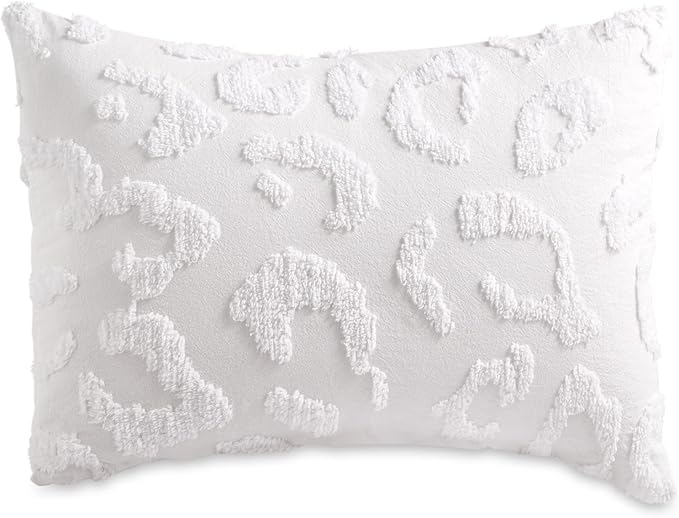 Peri Home Chenille Leopard 100% Cotton 3-Piece Duvet Cover & Sham Set, King, White Chenille Leopard