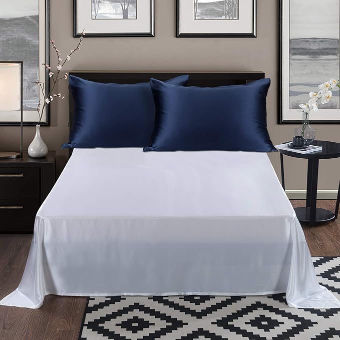 ALASKA BEAR Silk Pillowcase King Size for Skin and Hair Care Beauty Sleep 100 Percent Organic Mulberry Pillow Slip Case (1pc, Navy)