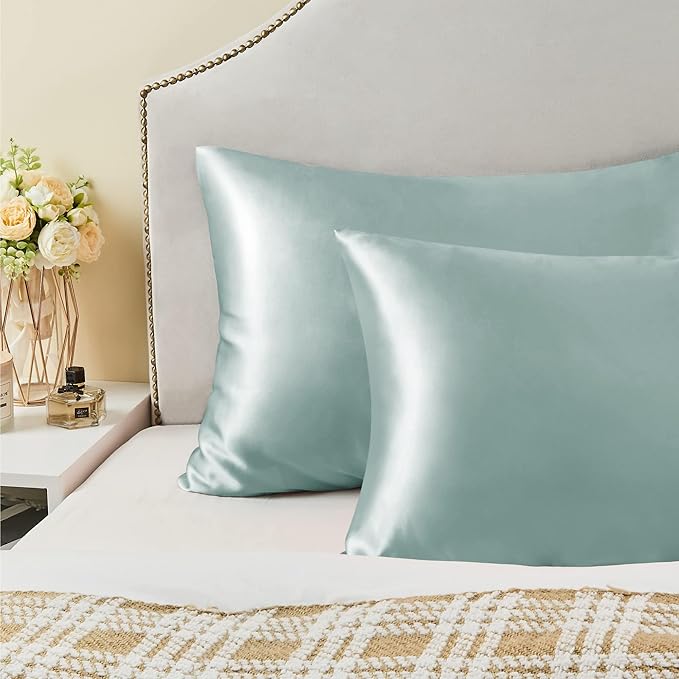 BEDELITE Satin Pillowcase for Hair and Skin, Super Soft Similar to Silk Pillow Cases 4 Pack with Envelope Closure, Cooling Pillowcases for Women Men (20"x30" Queen Size, Haze Blue)