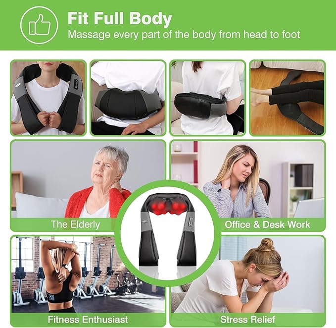 cotsoco Neck Massager, Shiatsu Neck and Back Massager with Heat for Pain Relief, Deep Tissue 3D Kneading Massage Pillow, Relaxation Gifts for Men and Women, Gifts for Dad, Elderly, Wife(Dark Gray)