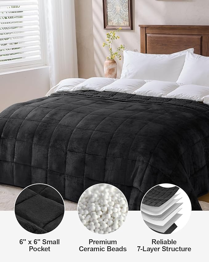 Super Fuzzy Soft Sherpa Fleece Weighted Blanket, 15 lbs Dual Sided Fluffy Heavy Weighted Blankets for Adults - No Bunching with Double Layers of Soft Inner Lining (60"x 80", 15 Pounds)