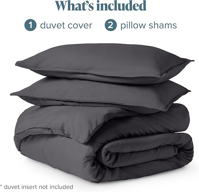 Bare Home Bedding Duvet Cover California King Size - Premium 1800 Super Soft Collection - Lightweight, Cooling - Soft Breathable Bedding Duvet Cover (Cal King, Forged Iron Grey)