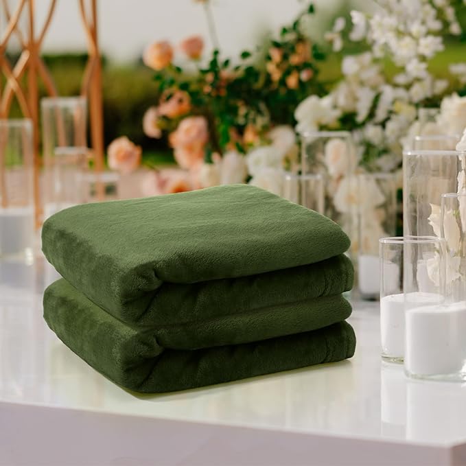 Tinideya 6 Pcs Flannel Fleece Throw Blanket Bulk 50 x 60 Inch Soft Fleece Blanket Warm Throw Blanket Coral Blankets for Couch Sofa Home Wedding Gifts Season (Army Green)