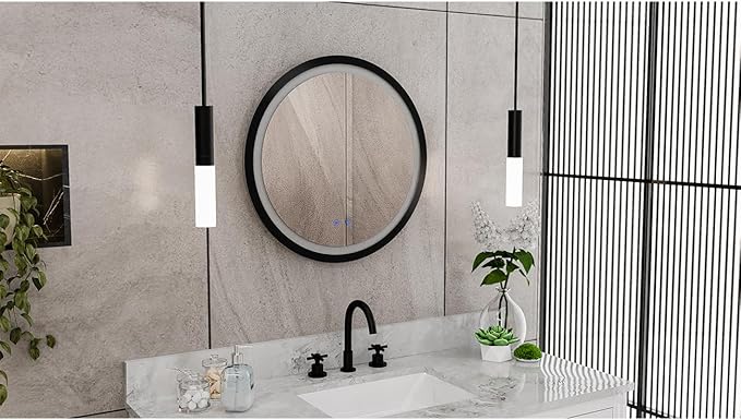 DreamLine Brilliance 24 in. H x 24 in. W Circular Light-up Mirror, Matte Black