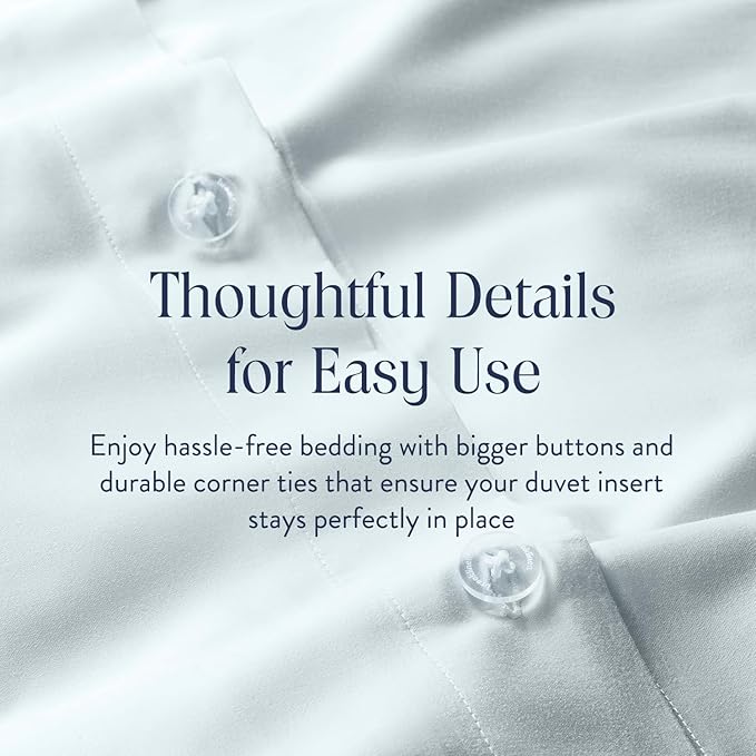 Brooklinen Luxury Sateen Duvet Cover Set - 100% Cotton, Full/Queen Size in Sky - Includes 1 Duvet Cover and 2 Standard Pillowcases - Best Full/Queen Duvet Covers