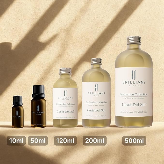 Brilliant Scents Golden Serenity Fragrance Oil 200ml - Premium Diffuser Oil for Home, Office, Hotels - Long Lasting, Plant-Based, Meets IFRA Standards, USA-Made - Mandarin, Tea Rose, Musk