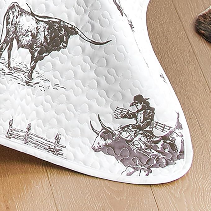 BLACK FOREST DECOR Cowboy Ranch King Quilt Set - Lightweight, Western Style Bedding with Cowboys and Horses, Includes Quilt and Shams, Machine Washable